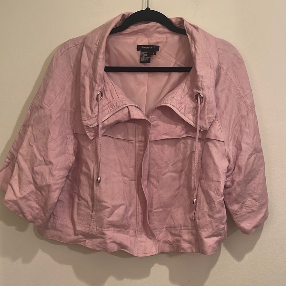 Sandro Linen-Blend Crop Jacket